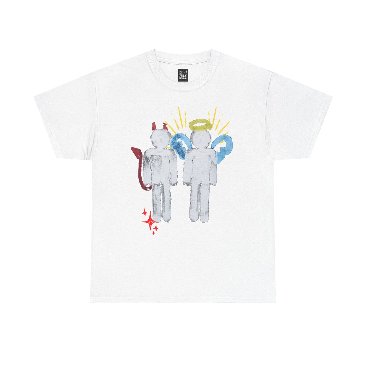 Angel vs. Devil Graphic Tee — Cute Halo & Horns Watercolor Design