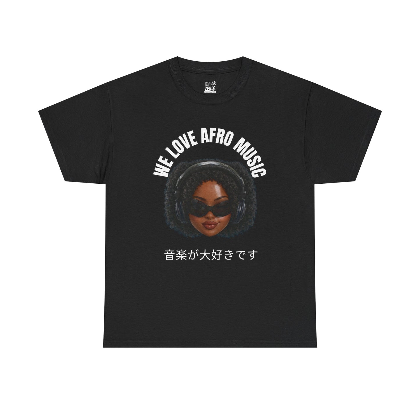 Afro Music Lover T‑Shirt — "We Love Afro Music" Graphic Tee with Japanese Text