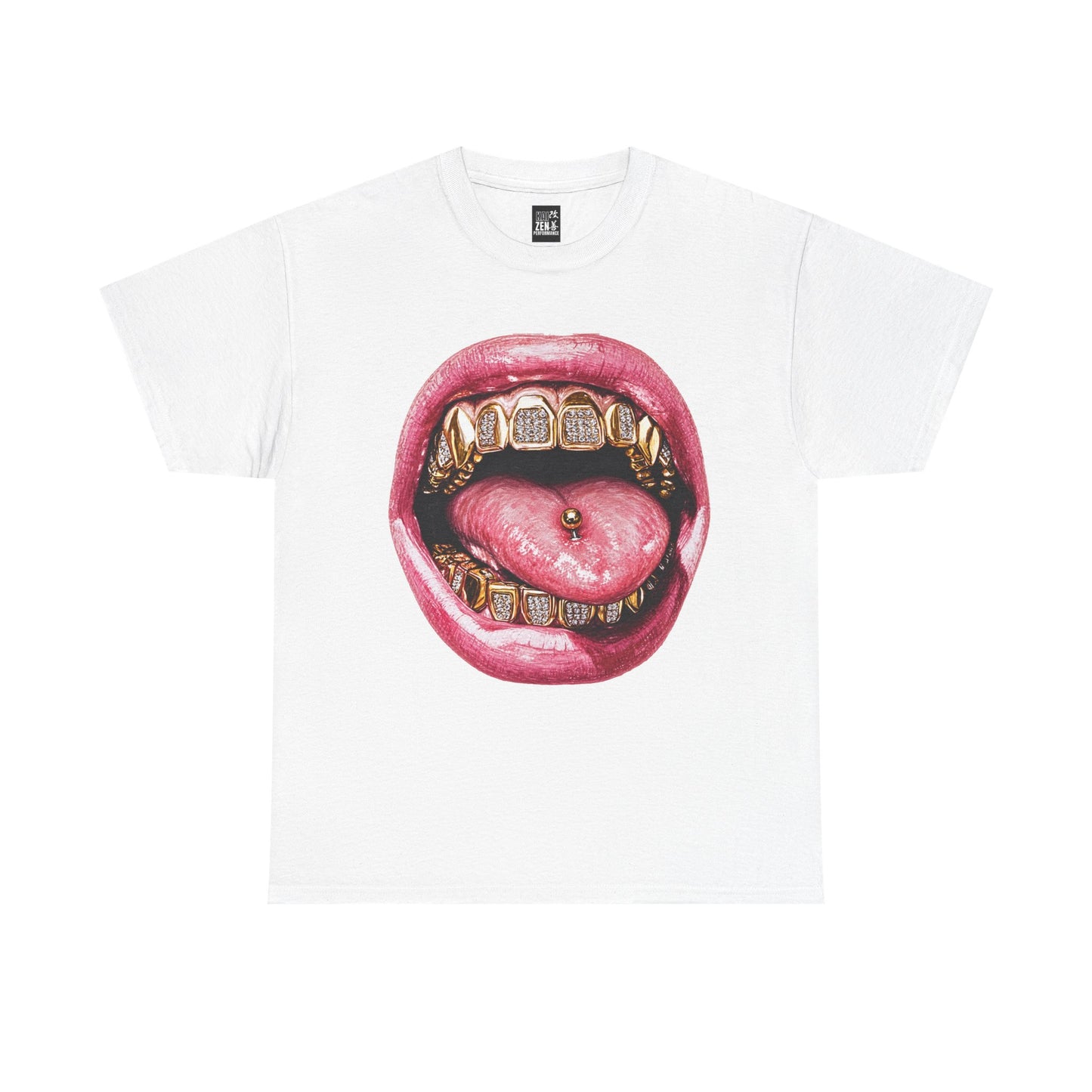 Graphic Tee — Gold Grill Tongue Art Print T-Shirt
