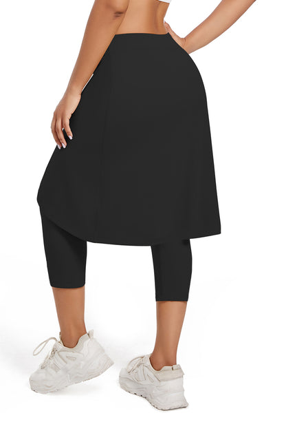 High-Waist Sport Leggings with Modest Skirt & Pockets 🔥