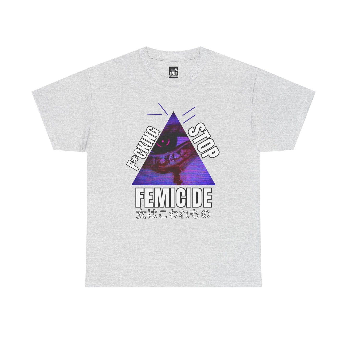'Femicide' Triangle Graphic Tee with Japanese Text