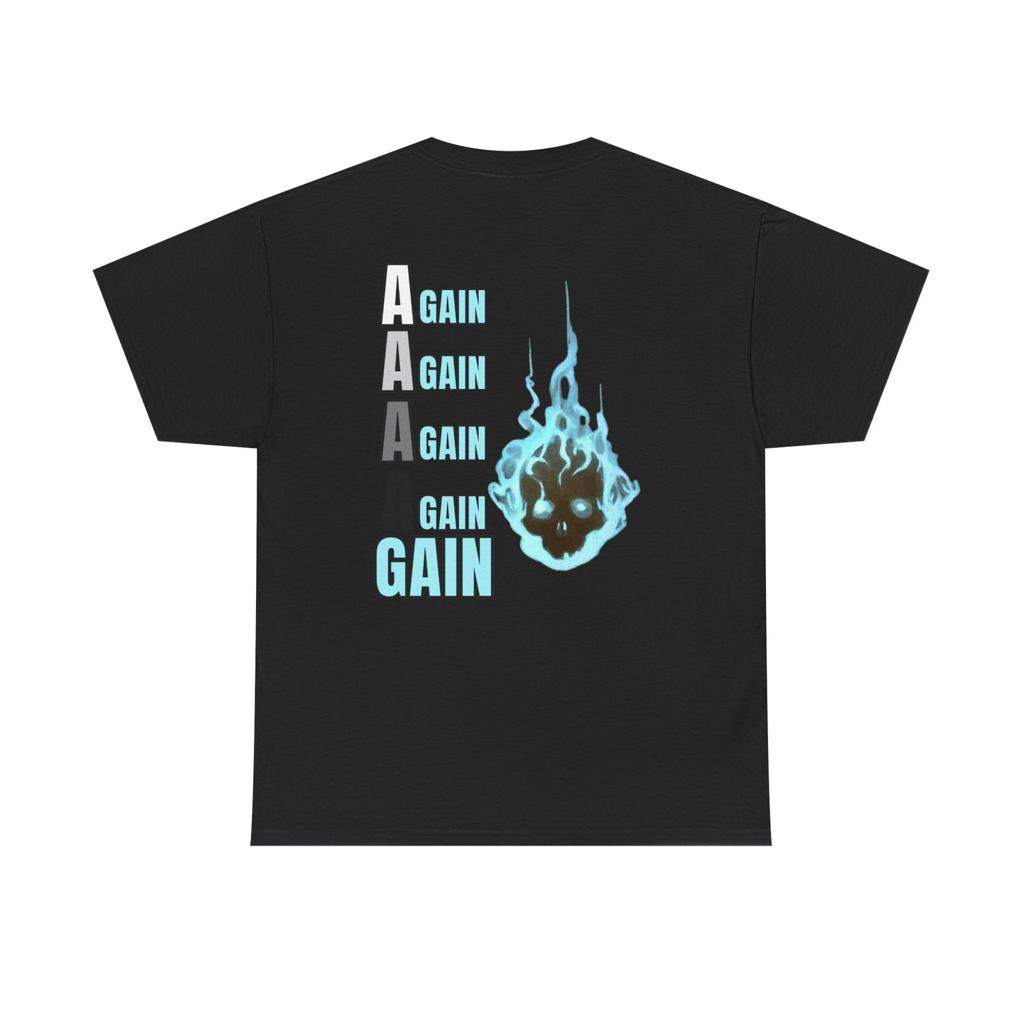 Graphic Tee — Blue Flame "GAIN" Retro Stacked Text