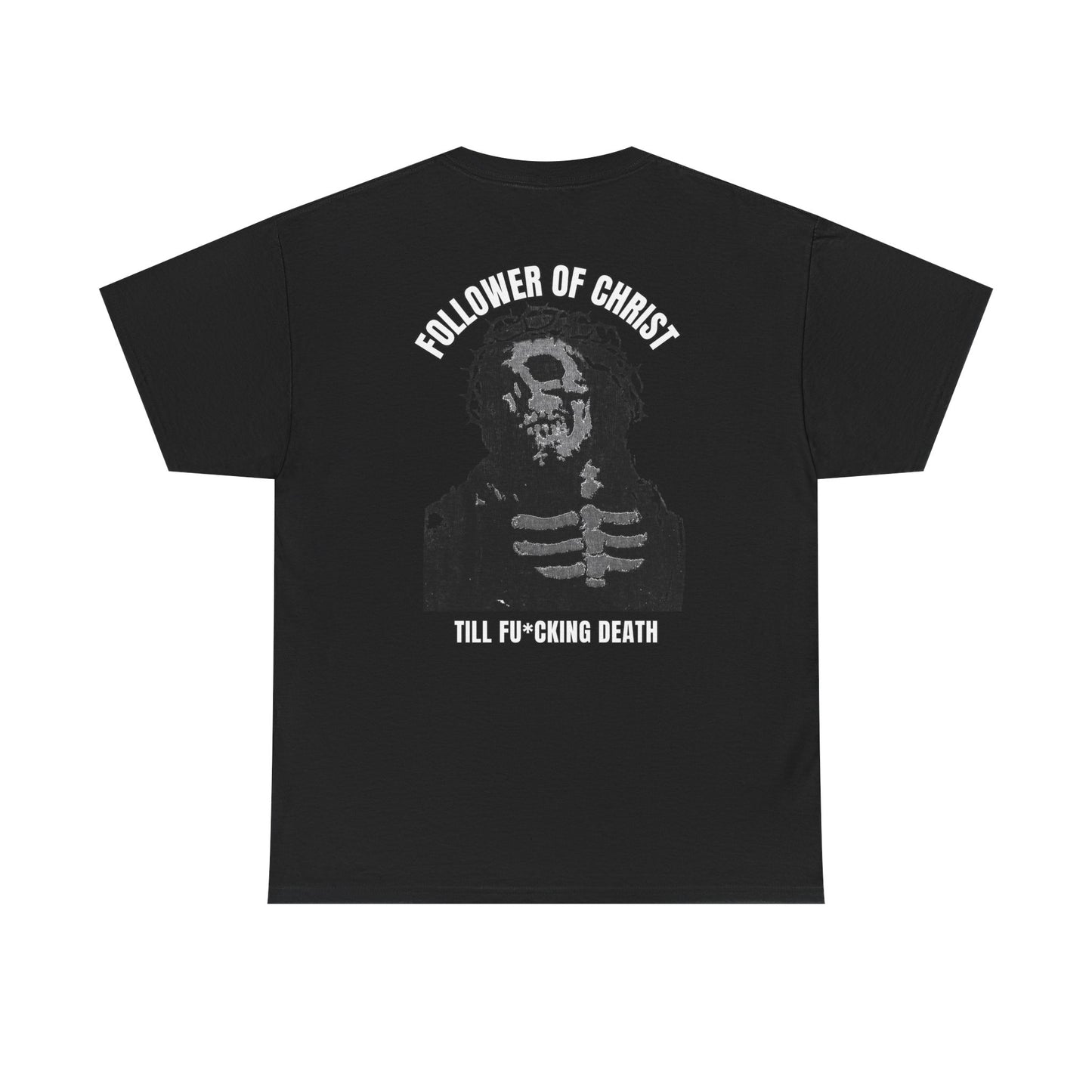 Graphic Tee — "Follower of Christ" Skeleton Jesus Vintage Rock Shirt