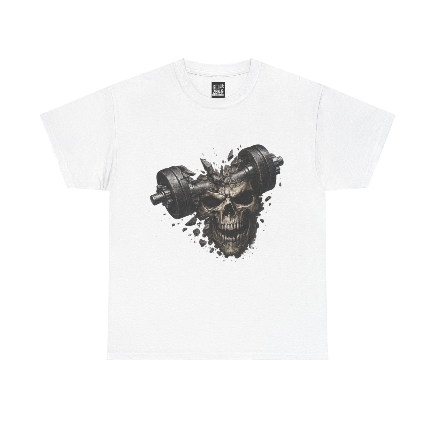 Skull Barbell T-Shirt — Heavy Metal Gym Skull Tee