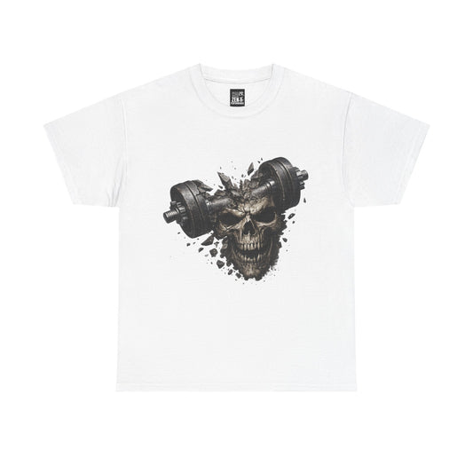 Skull Barbell T-Shirt — Heavy Metal Gym Skull Tee