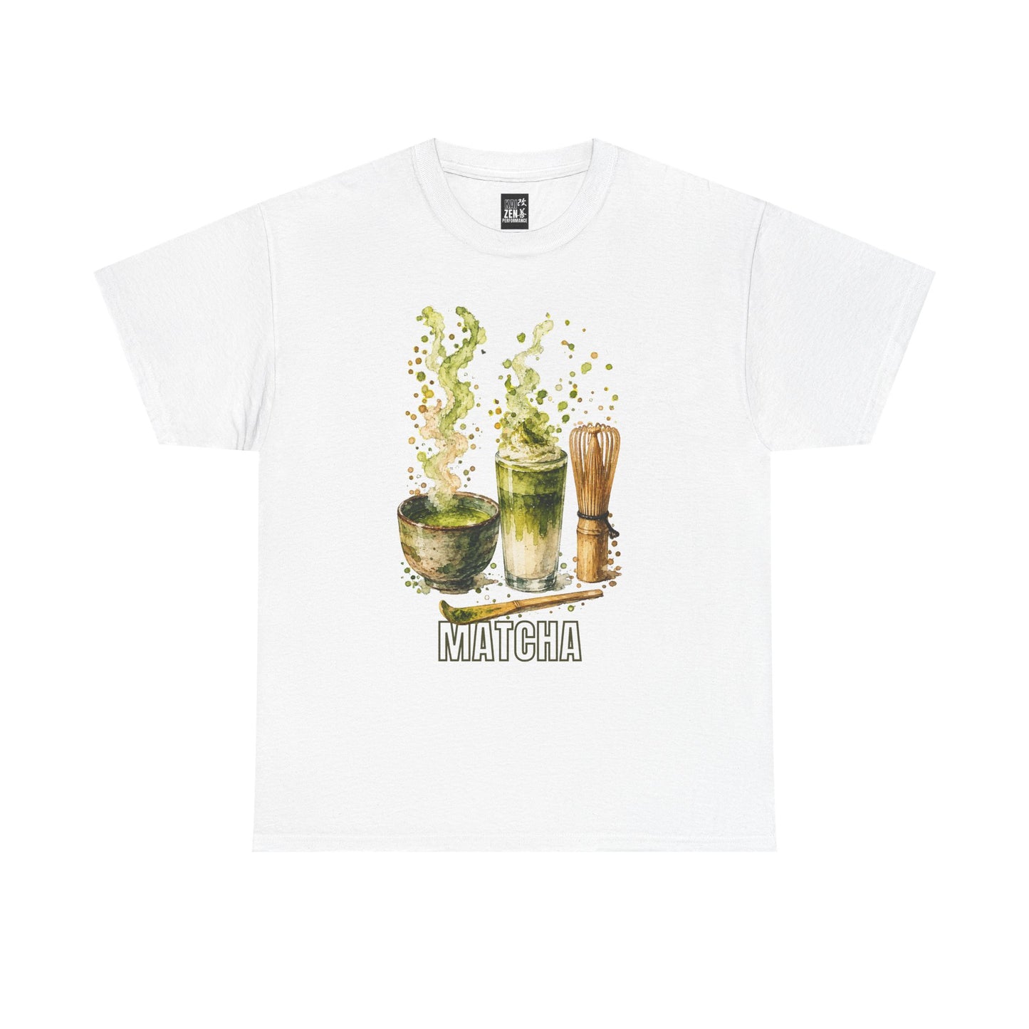 Matcha Tea T-Shirt — Watercolor Tea Bowl & Bamboo Whisk Graphic Tee