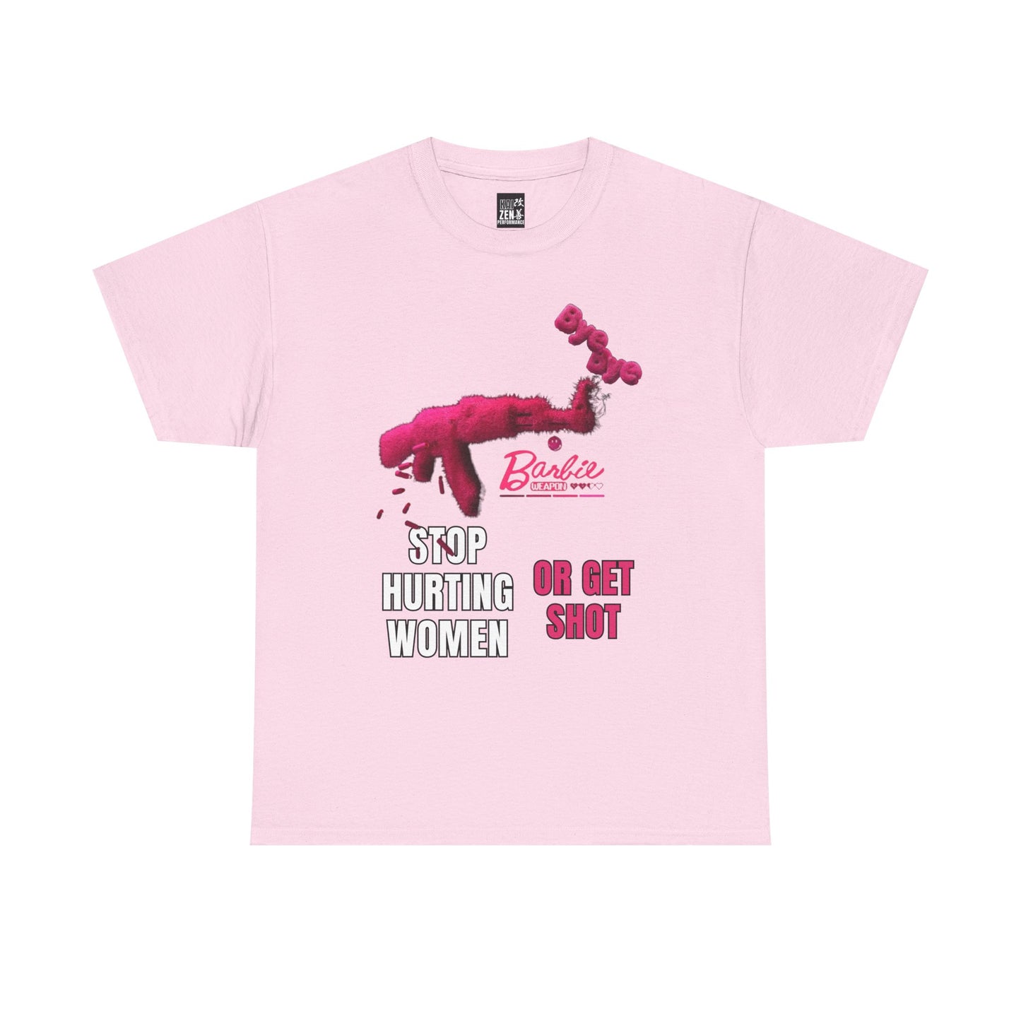 "Stop Hurting Women or Get Shot" Graphic Tee (Pink Gun Design)