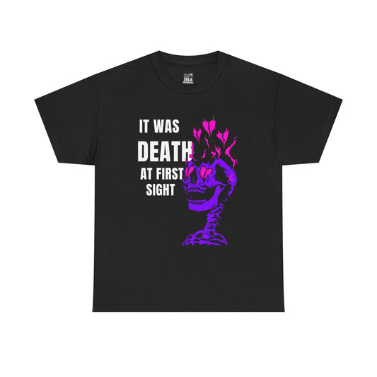 Skeleton Flames Tee - "It Was Death At First Sight" Graphic T-Shirt