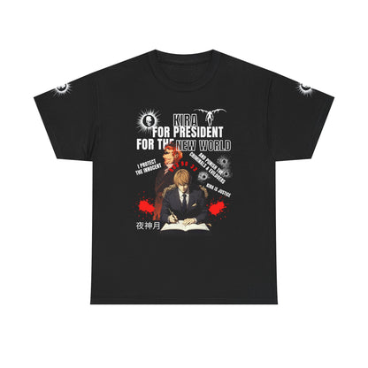 Kira for President Graphic Tee, Unisex Heavy Cotton T-Shirt, Anime Merch, Gift for Fans, Statement Wear, Casual Style