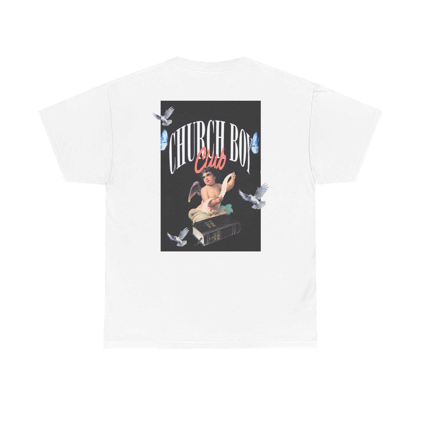 Church Boy Club Graphic Tee — Retro Angel Vintage Religious Design T-Shirt