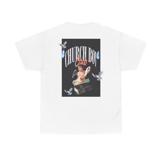 Church Boy Club Graphic Tee — Retro Angel Vintage Religious Design T-Shirt