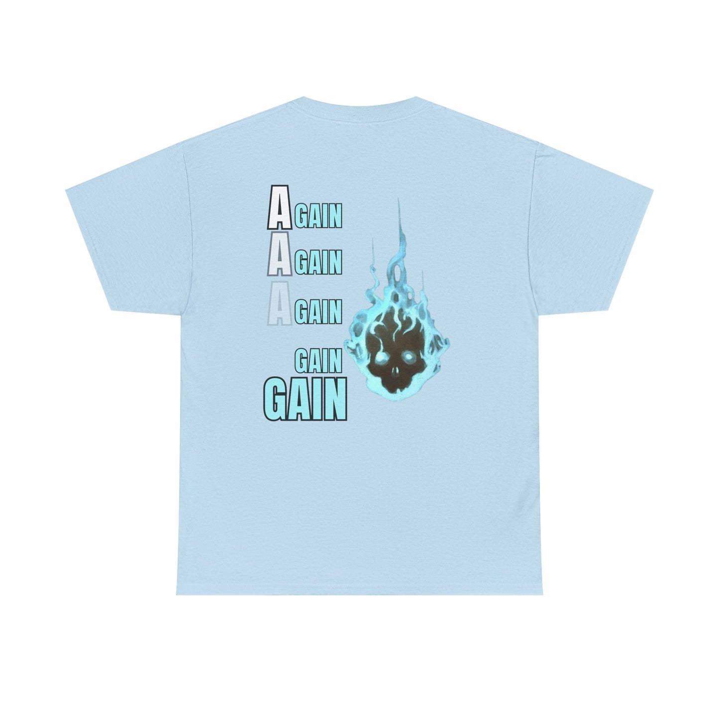 Graphic Tee — Blue Flame "GAIN" Retro Stacked Text