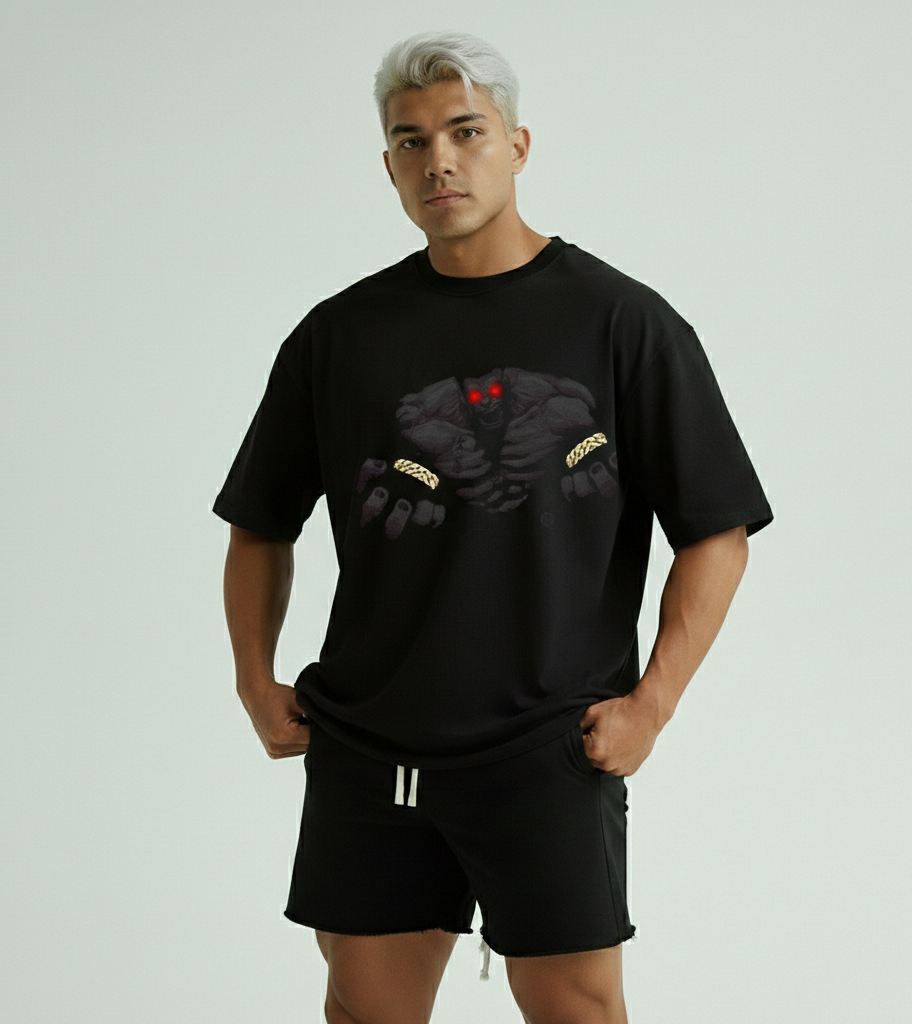 Black inner Demon Hands Graphic Tee — be a beast in the gym or in these streets