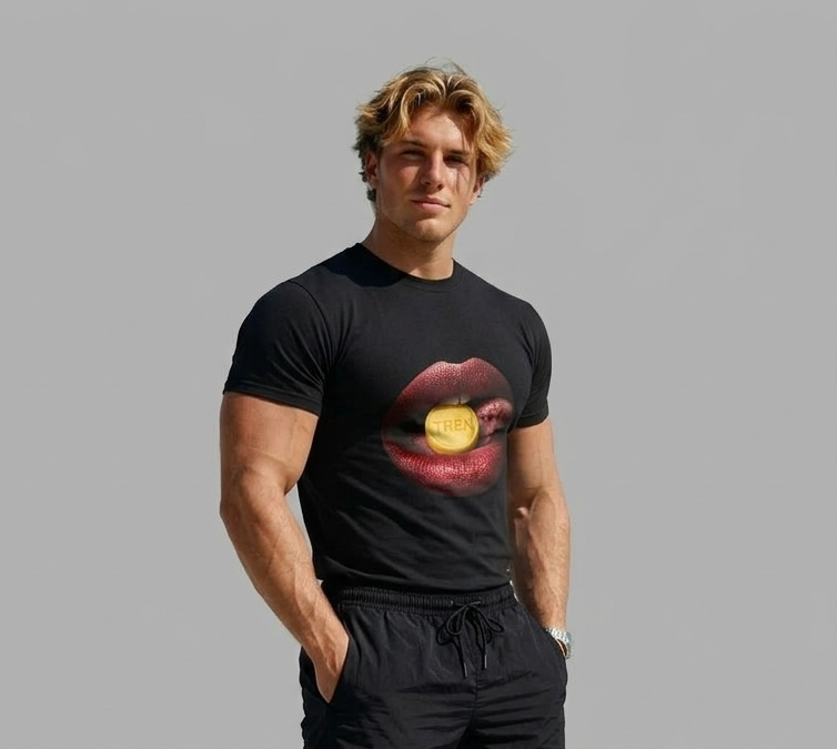 Bodybuilders love Red Lips with ‘TREN’ Pill Graphic