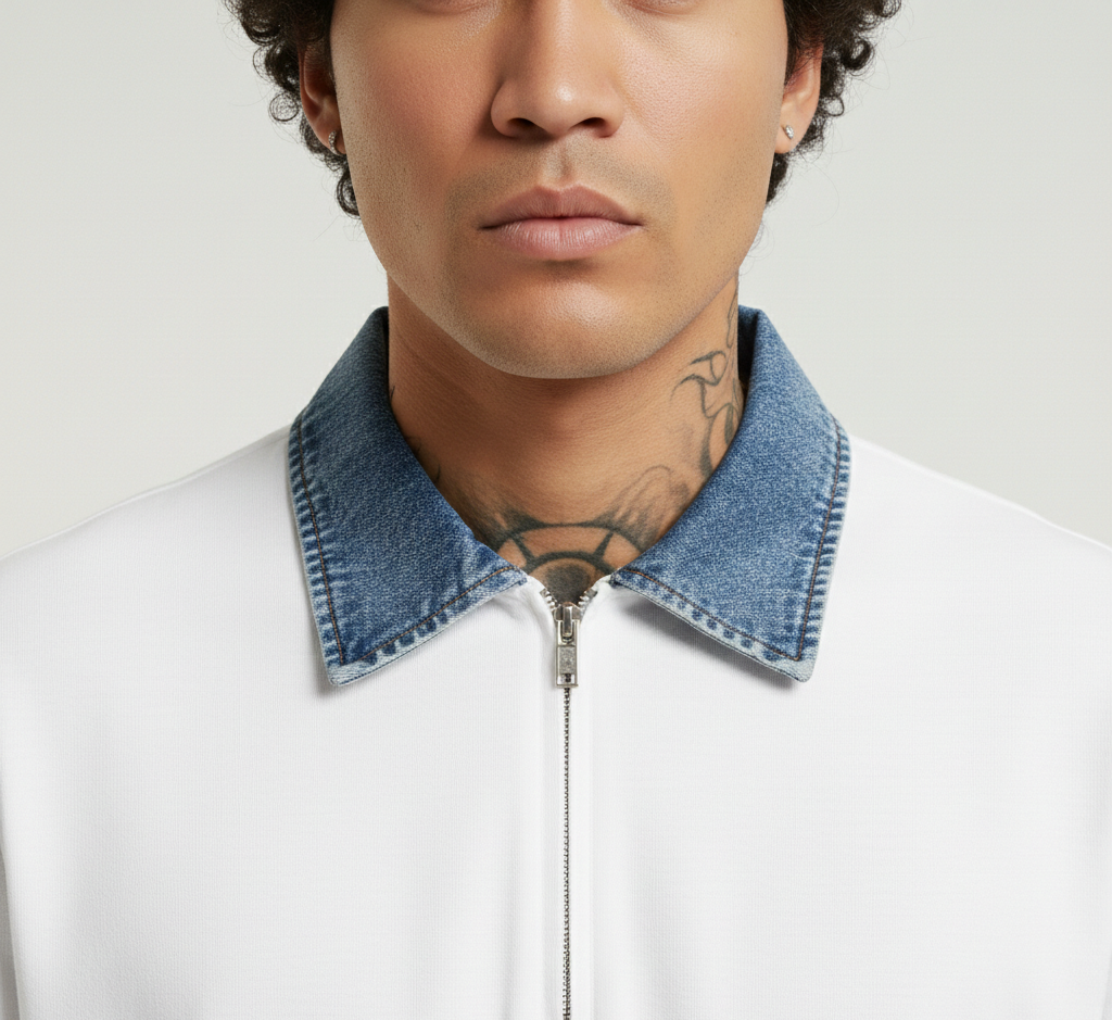 Denim collar nova white