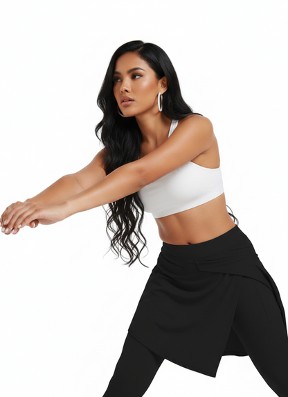 High-Waist Sport Leggings with Modest Skirt & Pockets 🔥