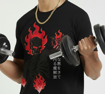 Red flame Demon in the gym Tee feel the burn