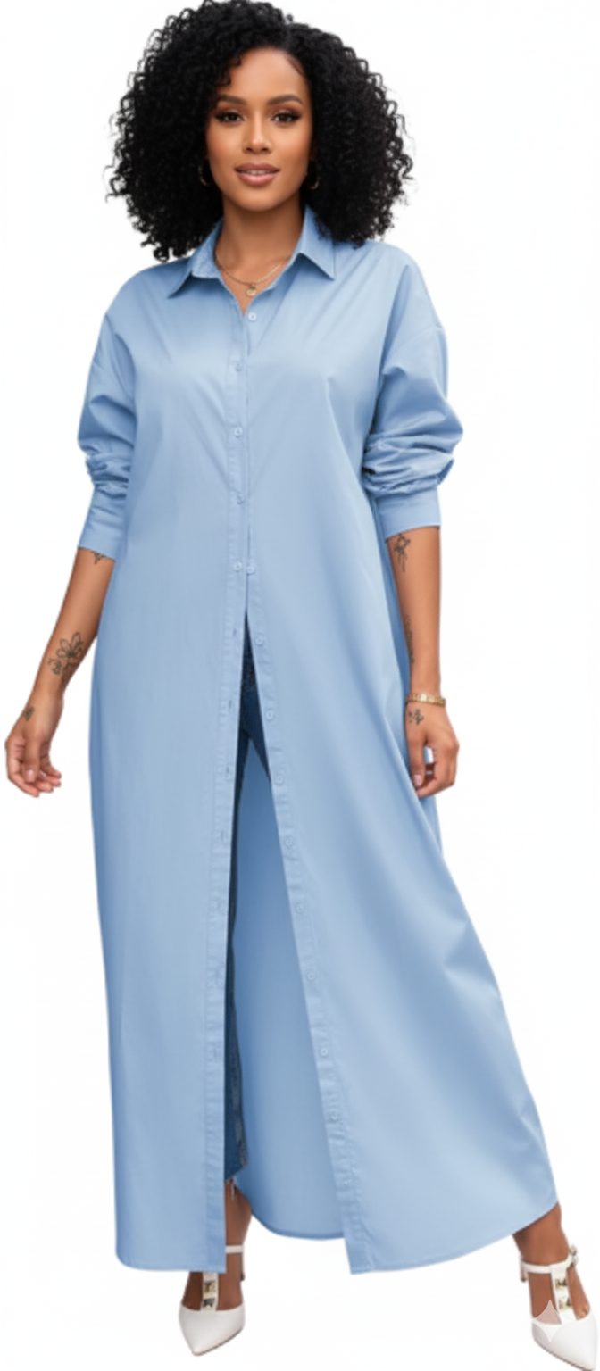 Cut-Out Cotton Long Sleeve Blouse