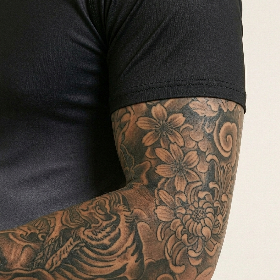 Men's Athletic Compression Tee Black Grey Ombre