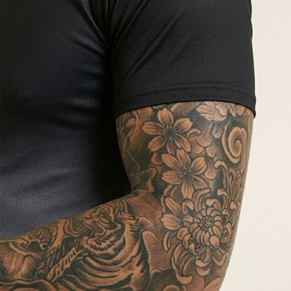 Men's Athletic Compression Tee Black Grey Ombre