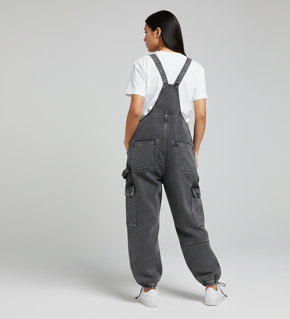 High-Waist Loose-Fit Women’s Overalls – Eco-Friendly Quick-Dry Fabric
