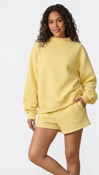 Lemon 2 Piece Oversized Fleece Sweatshirt & Shorts Set