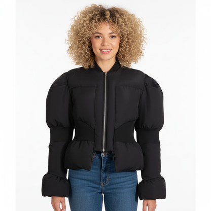 Luxury Vintage Winter Coat – Handcrafted | High Waist, Bubble Sleeves & Detachable Details