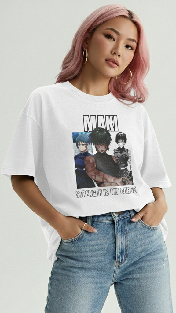 Maki zenin tshirt from jjk white 