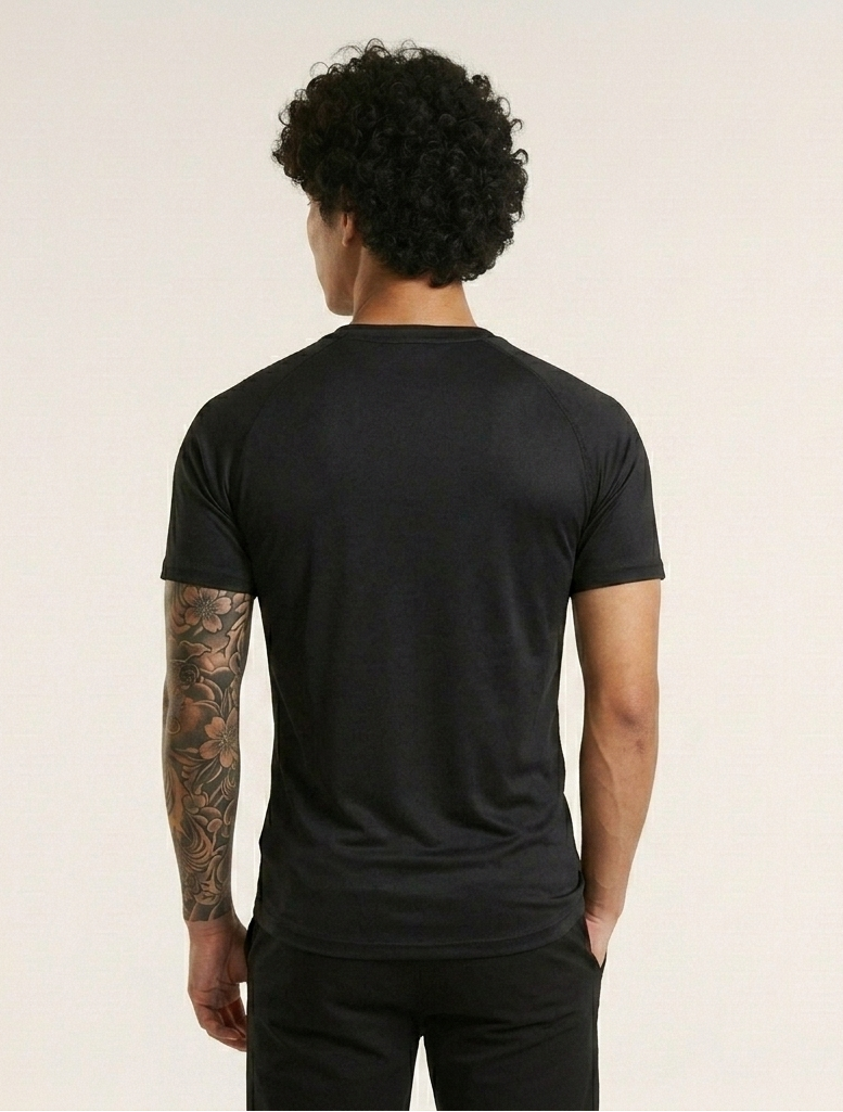 Men's Athletic Compression Tee Black Grey Ombre