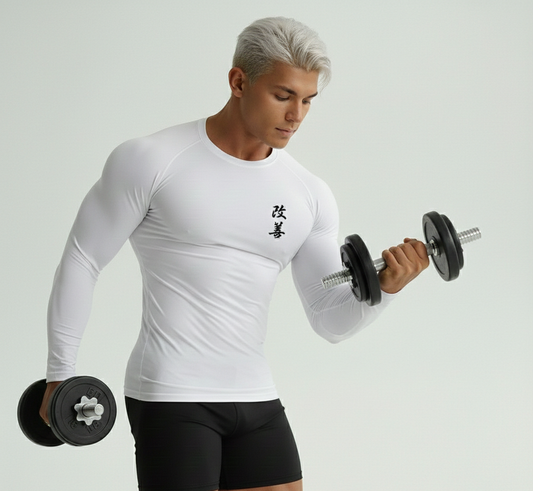 Men’s Compression Shirt – Aesthetic Performance Gym Wear White