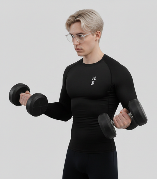 Men’s Compression Shirt – Aesthetic Performance Gym Wear Noir