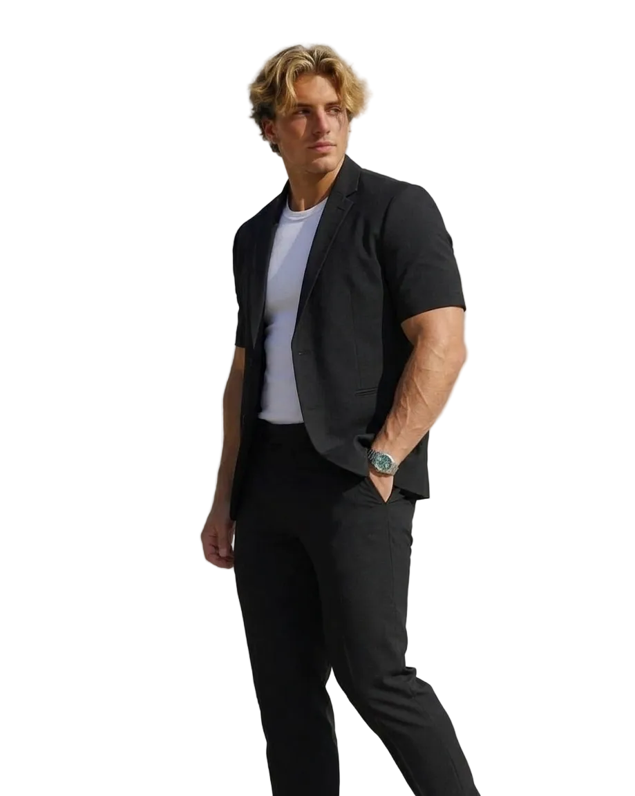 Men’s Oversized Short-Sleeve Blazer black