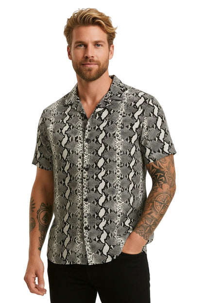 Men's Short Sleeve Loose Snake Shirt