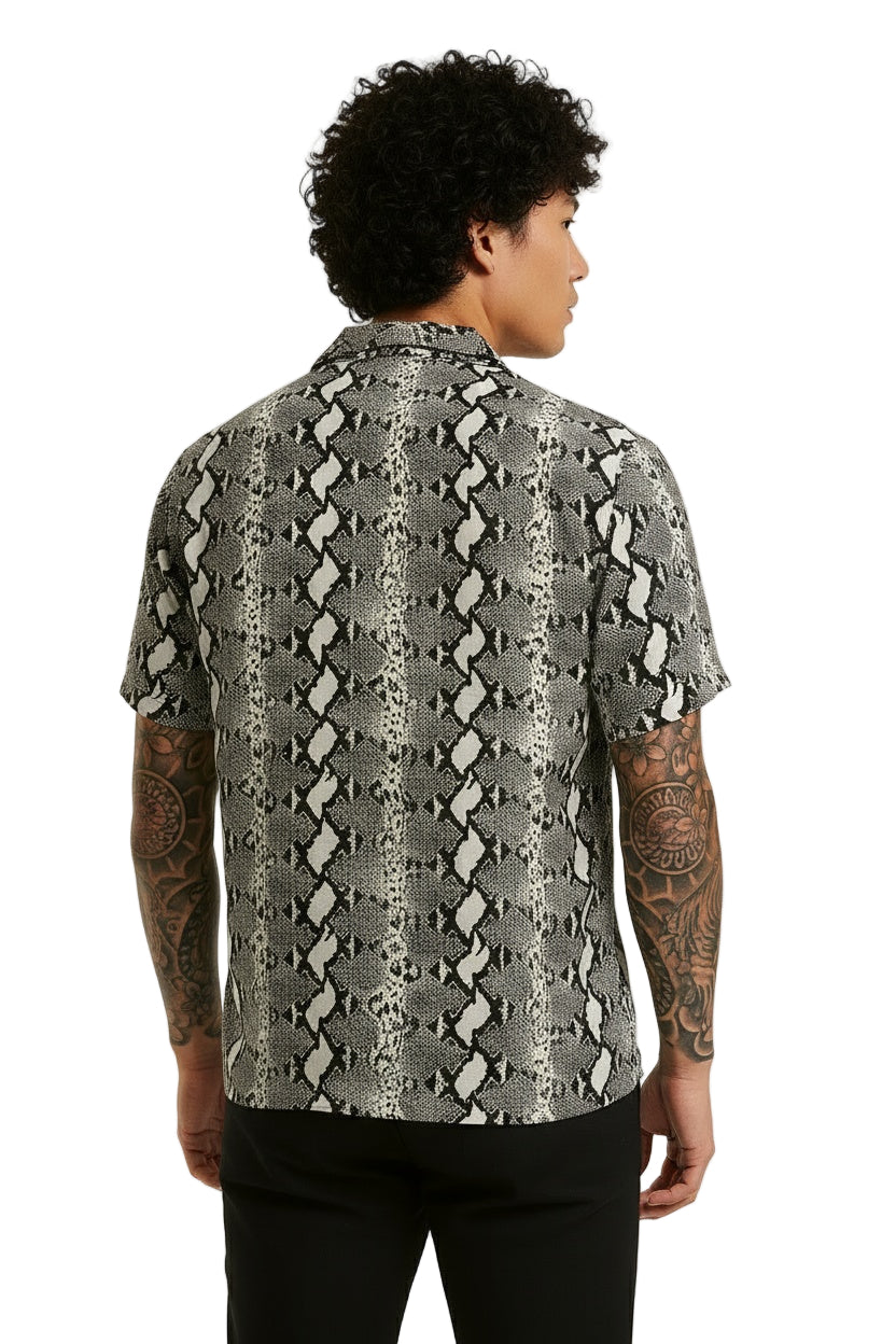 Men's Short Sleeve Loose Snake Shirt from behind