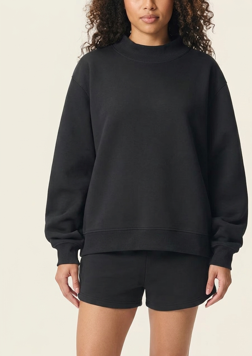 Noir 2 Piece Oversized Fleece Sweatshirt & Shorts Set