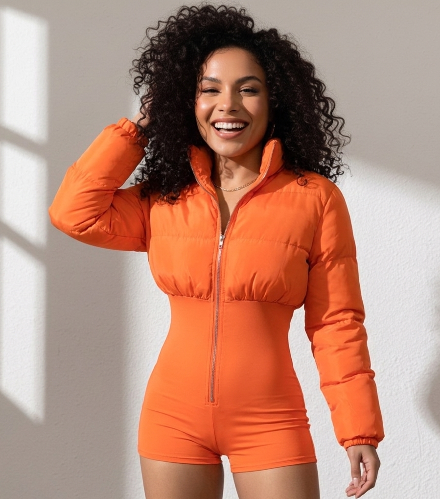 One Piece Hybrid Jumpsuit Jacket – All-in-One Streetwear Essential Orange