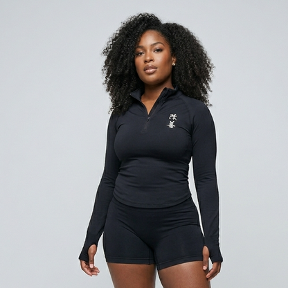 Quarter Zip Gym Jacket – Ultimate Performance & Comfort Noir