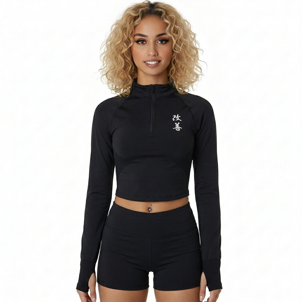 Quarter Zip Gym Jacket – Ultimate Performance & Comfort Noir