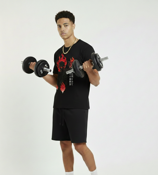 Red flame Demon in the gym Tee feel the burn