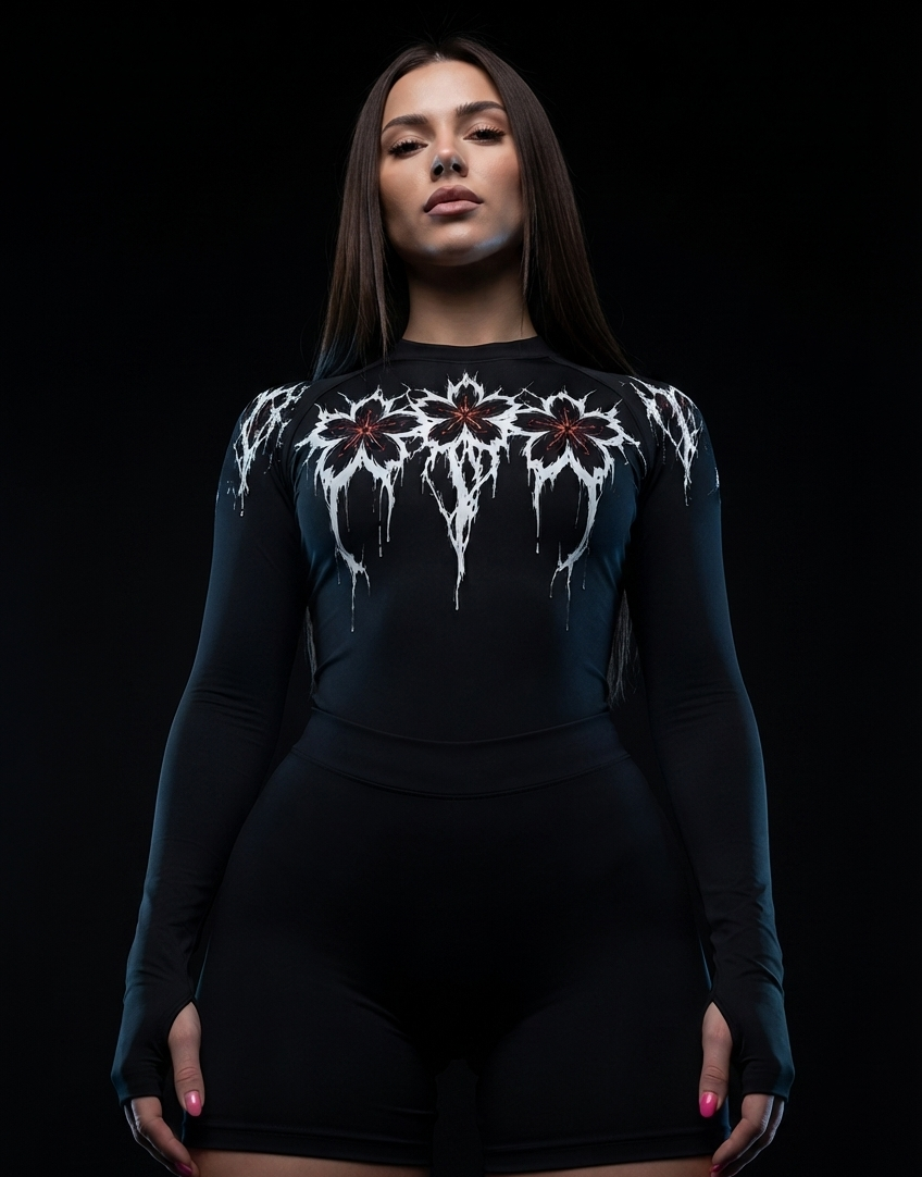 Shadow Cherry Blossom Open-Back Performance Suit
