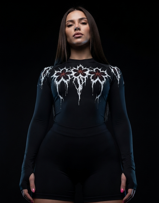 Shadow Cherry Blossom Open-Back Performance Suit