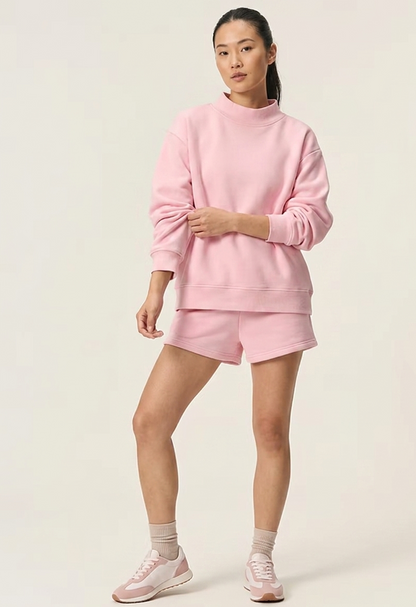 Strawberry 2 Piece Oversized Fleece Sweatshirt & Shorts Set for Women