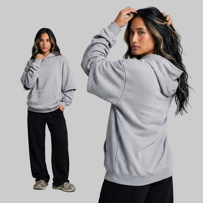 Unisex Grey Acid wash Heavyweight Oversized Pump Cover Hoodie