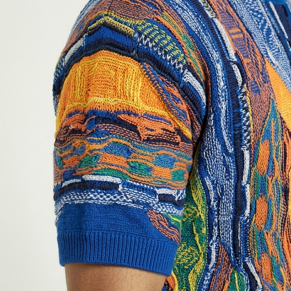 Vintage Jacquard Knit Shirt blue sea