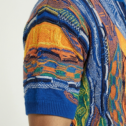 Vintage Jacquard Knit Shirt blue sea