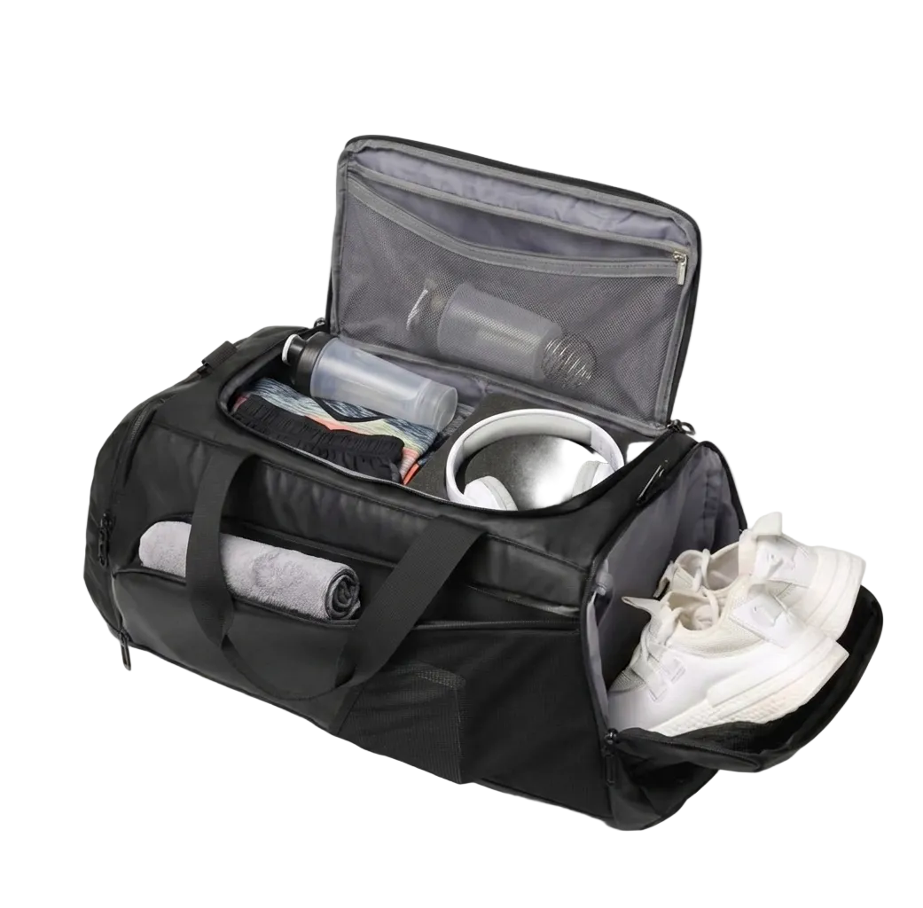 Waterproof Gym Duffle Bag with Backpack Straps & Shoe Compartment | Travel Sports Fitness Bag for Men & Women | Water-Resistant Weekender Carry-On