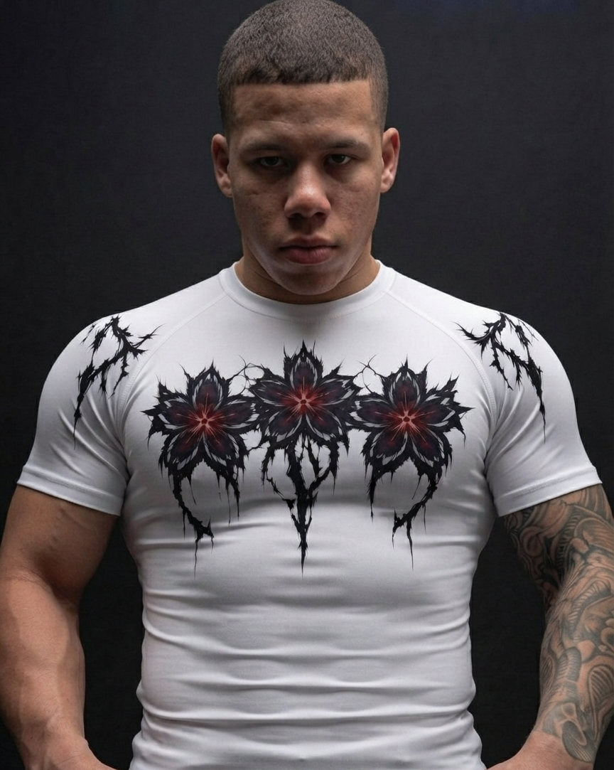 White  Sakura Tribal Compression Shirt – Japanese Cherry Blossom  variant 1
