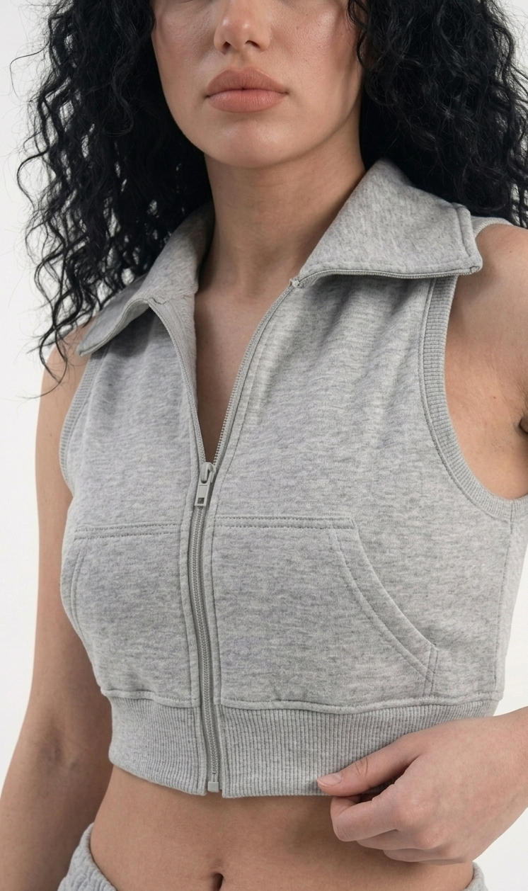 Women's Quick-Dry Crop Top Hoodie & Jogger Set – Breathable Cotton-Spandex Tracksuit for Gym, Travel & Everyday Wear