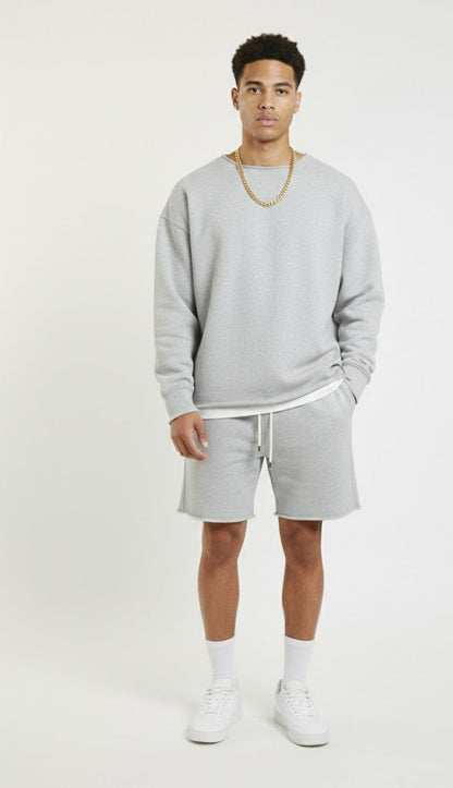 Grey Pullover Long Sleeve Sweatshirt+ Free Shorts