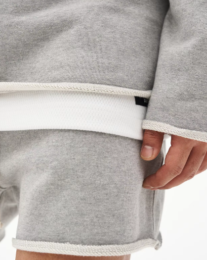 Grey Pullover Long Sleeve Sweatshirt+Shorts